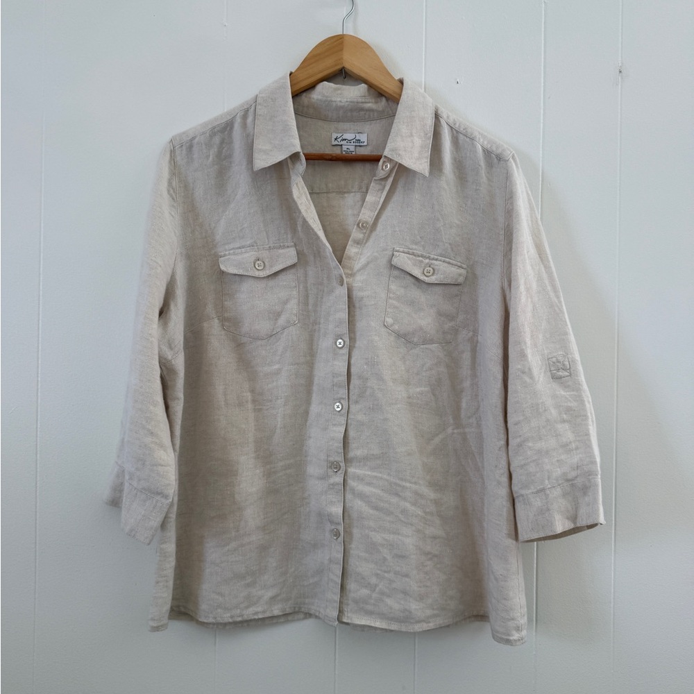 Vintage Kim Rogers 100% Linen Button Down